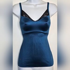 Ruby Ribbon Size 32 Teal Blue Lace Trim Camisole Tank Shaping Cami
